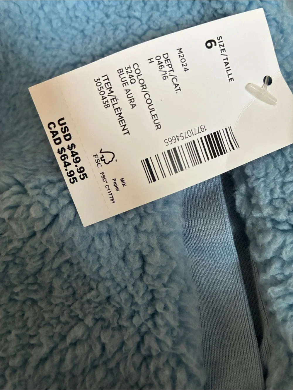 Gymboree Light Blue Sherpa Pullover sz 6 nwt